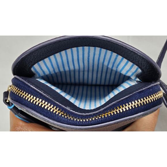 DRAPER JAMES WOMEN'S BLUE LEATHER SHOULDER CROSSBODY SMALL PURSE - Picture 6 of 14